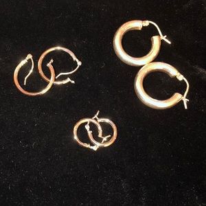 Sterling Silver Hoop Earrings - 3 pairs